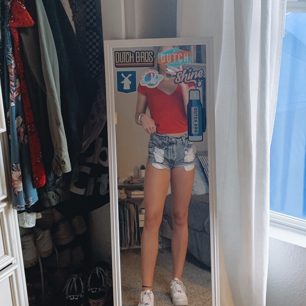 ☆ brandy grey washed denim shorts ☆